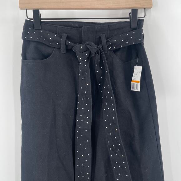 FLYING TOMATO Jeans Small Black Silver Stud Belt NWT Flare Denim Cotton Stretch - Picture 7 of 14